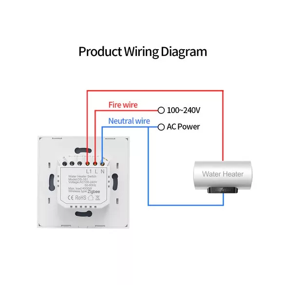 Smart Zigbee Water heater switch Boiler Switch EU 4000W