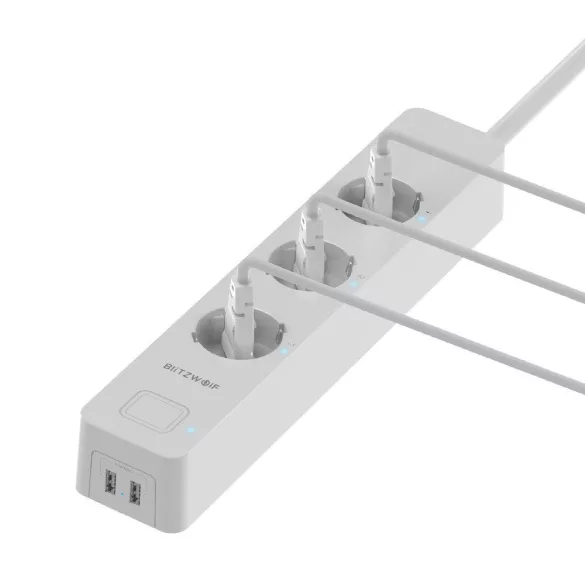 BlitzWolf BW-SHP9 intelligens elosztó 3 aljzat + 2x USB, 15A, 3300 W