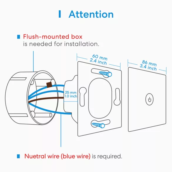 Meross Smart Wi-Fi 2 Way Wall Switch HomeKit Okos Villanykapcsoló