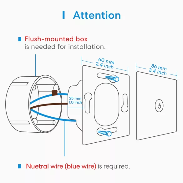 Meross Smart Wi-Fi Wall Switch HomeKit Okos Villanykapcsoló
