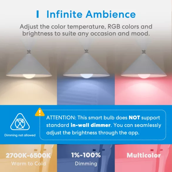 Meross Smart Wi-Fi RGB LED Bulb HomeKit Okos Izzó