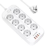   BlitzWolf BW-PC2 konnektor, 8 aljzat + 3x USB, 1x USB-C, 2500W