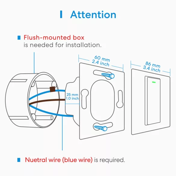 Meross Smart Wi-Fi Wall Switch HomeKit Okos Villanykapcsoló