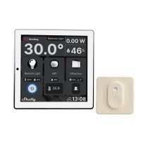   Shelly Wall Display Wi-Fi+Bluetooth villanykapcsoló és színes érintőképernyős vezérlőpanel (fehér) + Shely BLU H&T hőmérséklet és pára érzékelő