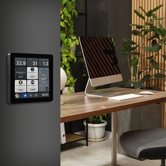 Shelly Wall Display X1i – vezérlőpanel, villanykapcsoló, Wi-Fi, Bluetooth, fekete (SAWD-6A1XX10EU0)