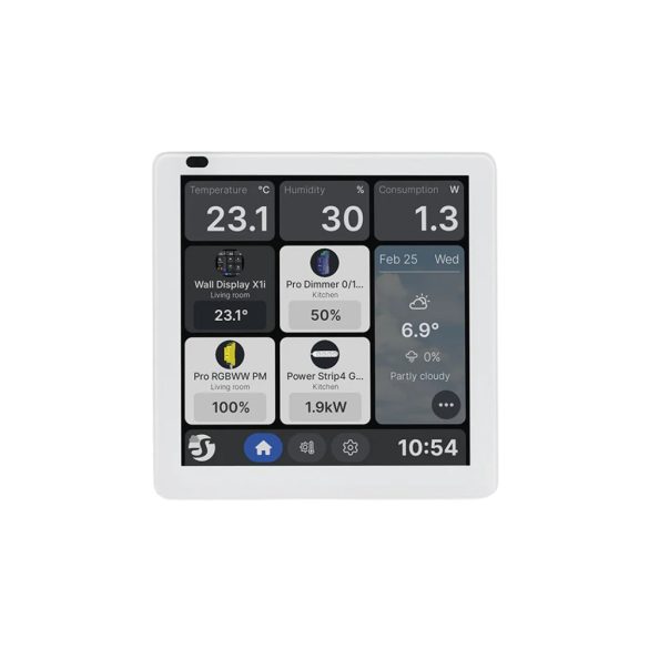 Shelly Wall Display X1i – vezérlőpanel, villanykapcsoló, Wi-Fi, Bluetooth, ezüst (SAWD-6A1XX10EU0)