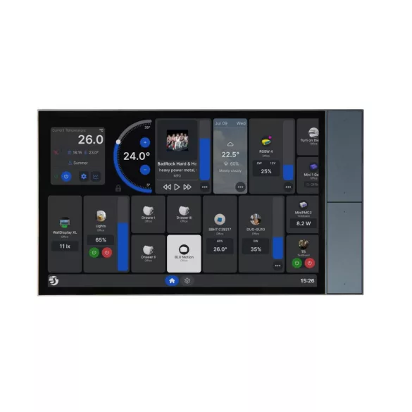 Shelly Wall Display XL Silver — 10,1″-es fali vezérlőpanel és villanykapcsoló, Wi-Fi, Bluetooth, szürke