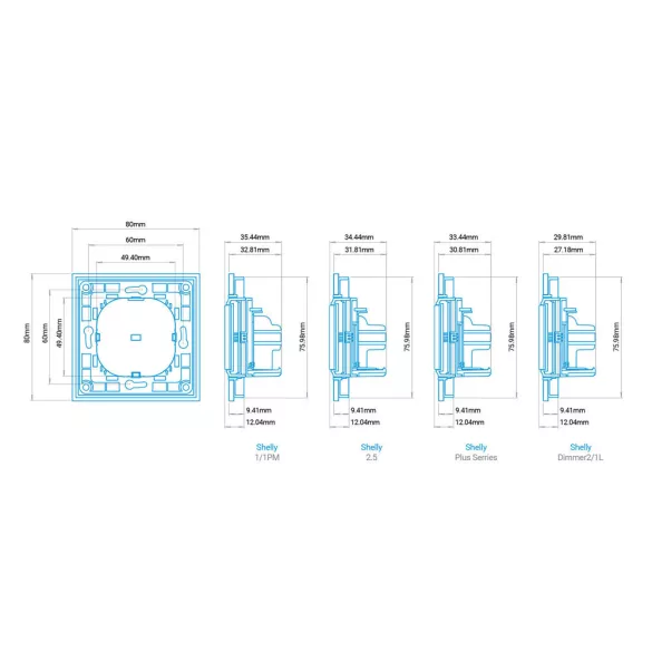 Shelly Wall Switch 1 – fali villanykapcsoló, 1 gombos, fehér