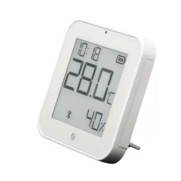 Shelly BLU H&T Display ZB – Hőmérséklet, pára és fény szenzor, e-papír kijelzővel,  Zigbee, Bluetooth, fehér