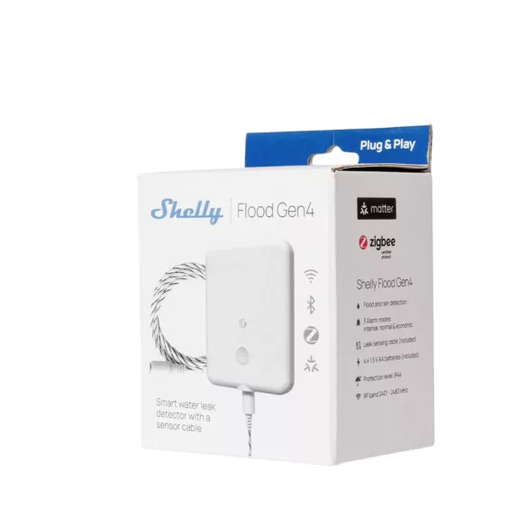 Shelly Flood Gen4 – vízfolyás / csőtörés érzékelő, Wi-Fi, Zigbee