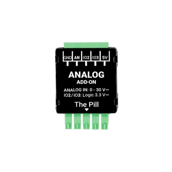 Shelly Analog 0-30 V Add-on  – Kiegészítő csatlakozó a The Pill by Shelly többcélú bemeneti modulhoz