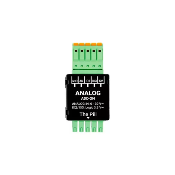 Shelly Analog 0-30 V Add-on  – Kiegészítő csatlakozó a The Pill by Shelly többcélú bemeneti modulhoz