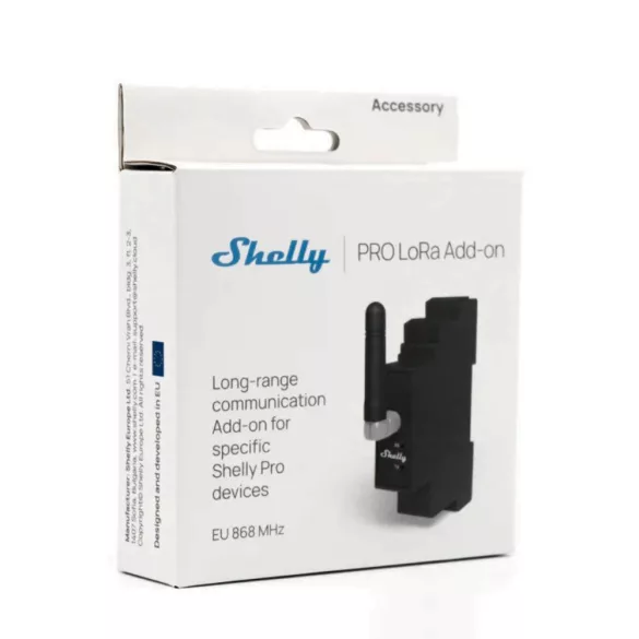Shelly Pro LoRa Add-on – nagy hatótávolságú kommunikációs bővítő modul, Shelly PRO moddulokhoz