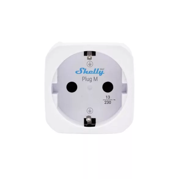 Shelly Plug M Gen3 – Wi-Fi + Bluetooth, Matter kompatibilis, fogyasztásmérős okoskonnektor, fehér