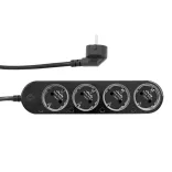 Shelly Power Strip 4 Gen4 –  okos konnektor elosztó négy aljzattal, fogyasztásmérős, Wi-Fi, Zigbee, Matter, fekete