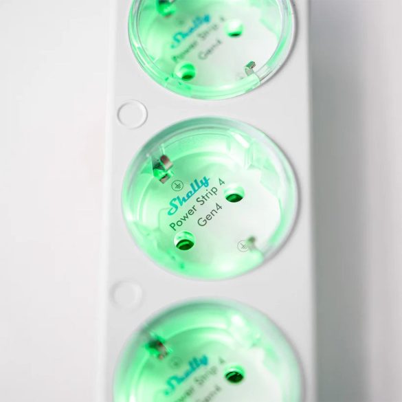 Shelly Power Strip 4 Gen4 –  okos konnektor elosztó négy aljzattal, fogyasztásmérős, Wi-Fi, Zigbee, Matter, fehér 