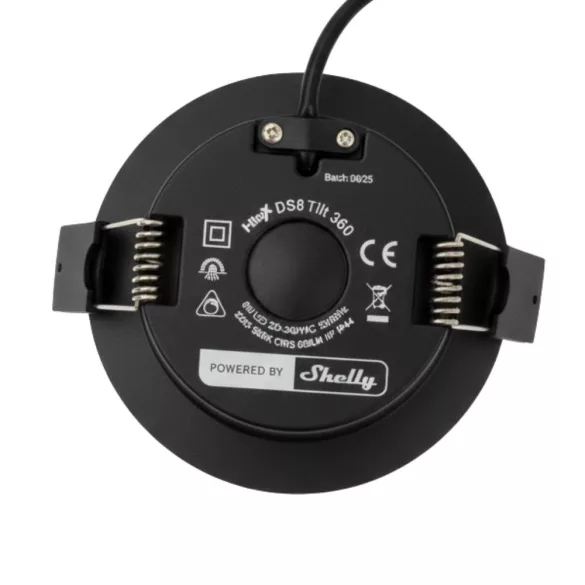 Shelly LightSolutions Hilux DS8 Black – okos spot lámpa, dimmelhető, színhőmérséklet 2200K – 6000K, Wi-Fi, Bluetooth, fekete
