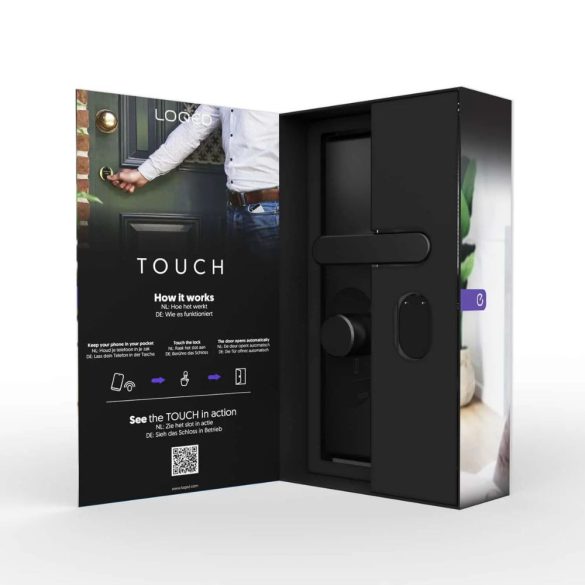 Shelly LOQED érintős okos Wi-Fi + Bluetooth zár, fekete