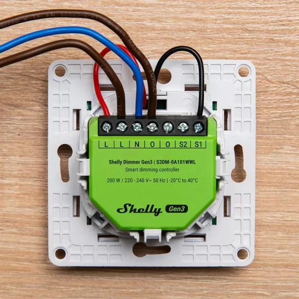 Shelly Dimmer Gen3 – fényerőszabályzó modul, fogyasztásmérés, Wi-Fi, Bluetooth