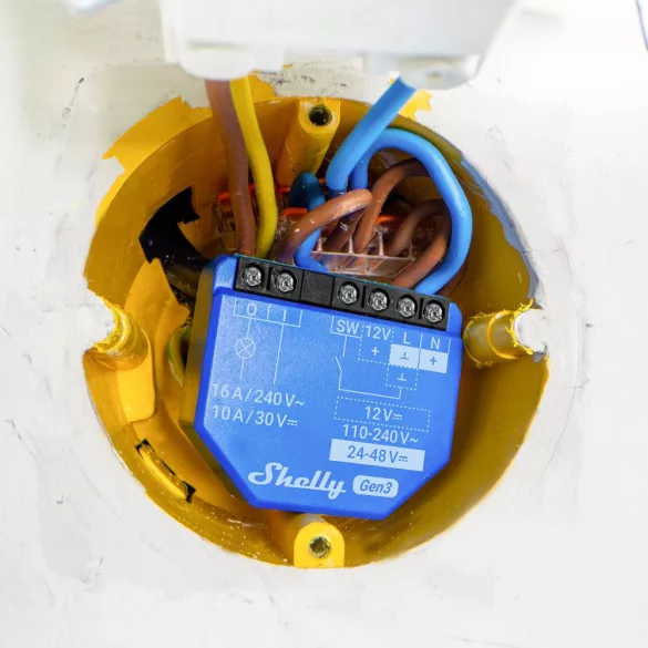 Shelly 1 Gen3 – egy áramkörös relé, Wi-Fi,  Bluetooth, Matter