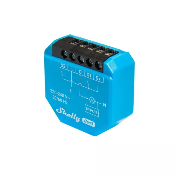 Shelly 1L Gen3 – egy áramkörös relé, csak fázis, Wi-Fi, Bluetooth
