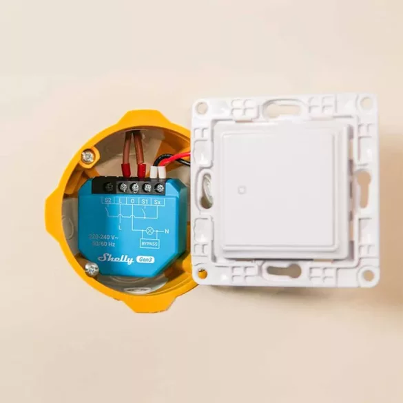 Shelly 1L Gen3 – egy áramkörös relé, csak fázis, Wi-Fi, Bluetooth