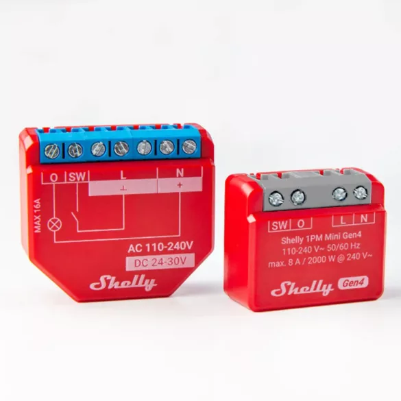 Shelly 1PM Gen4 – egy áramkörös relé, fogyasztásmérés, Wi-Fi, Bluetooth, Zigbee, Matter