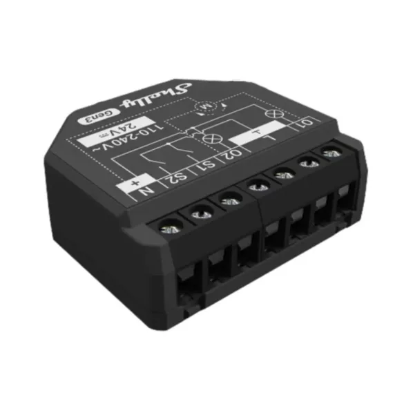 Shelly 2PM Gen3 – két áramkörös relé, fogyasztásmérés, redőnyvezérlés, Wi-Fi,  Bluetooth, Matter