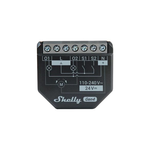 Shelly 2PM Gen4 – két áramkörös relé, fogyasztásmérés, redőnyvezérlés, Wi-Fi, Bluetooth, Zigbee, Matter