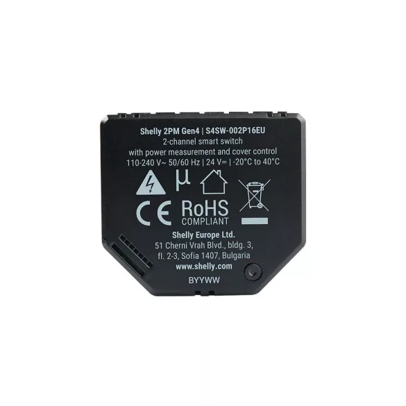 Shelly 2PM Gen4 – két áramkörös relé, fogyasztásmérés, redőnyvezérlés, Wi-Fi, Bluetooth, Zigbee, Matter