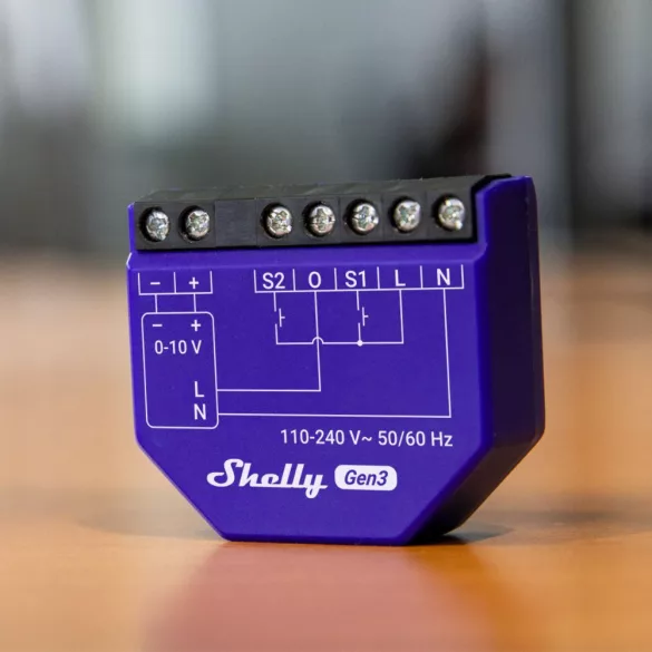 Shelly Dimmer 0/1-10V PM Gen3 – 0-10V / 1-10V relémodul, Wi-Fi, Bluetooth