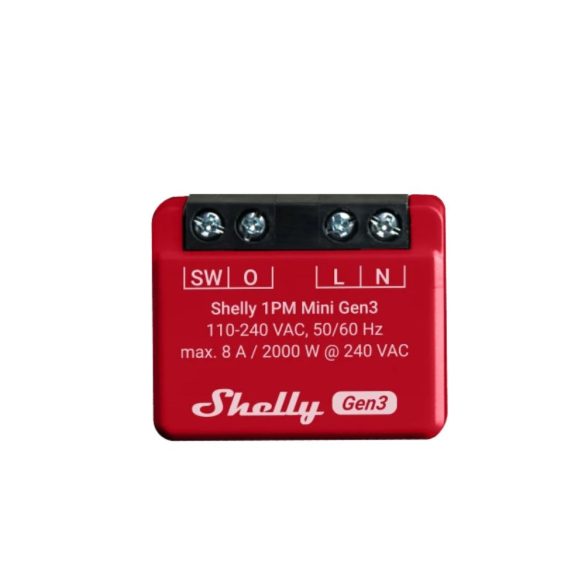 Shelly PLUS 1PM MINI Gen3, Wi-Fi + Bluetooth okosrelé, áramfogyasztás-méréssel