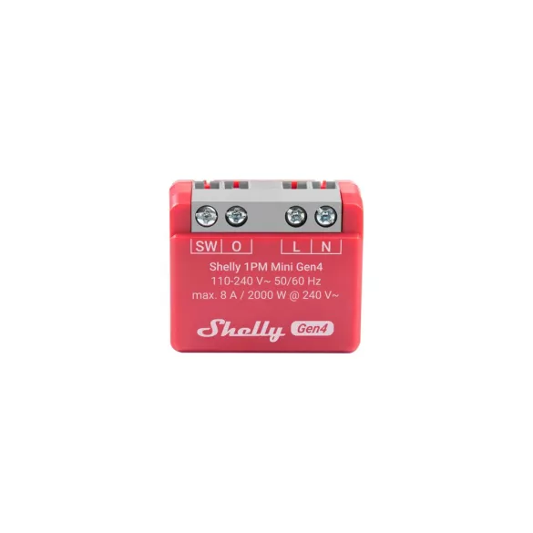 Shelly 1PM Mini Gen4 – egy áramkörös relé, fogyasztásmérés, Wi-Fi, Bluetooth, Zigbee, Matter