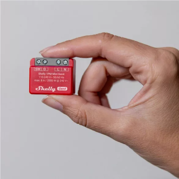 Shelly 1PM Mini Gen4 – egy áramkörös relé, fogyasztásmérés, Wi-Fi, Bluetooth, Zigbee, Matter