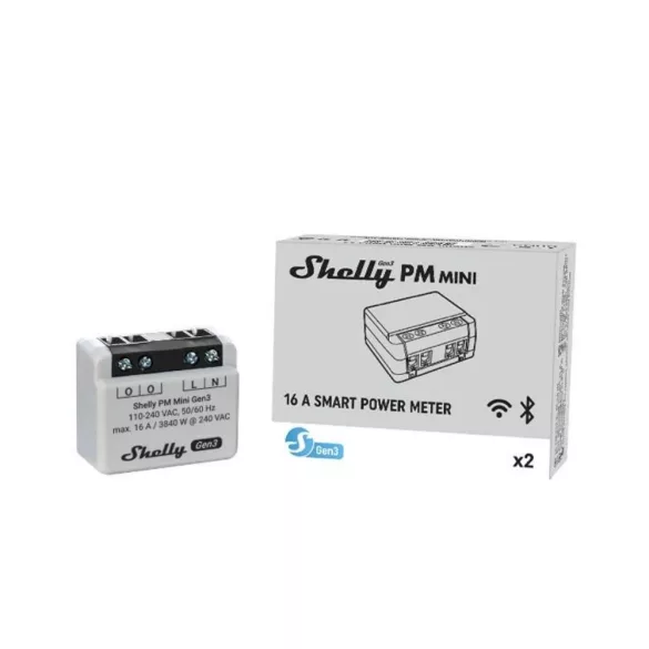 Shelly PM Mini Gen3 – egy áramkörös fogyasztásmérés, Wi-Fi, Bluetooth