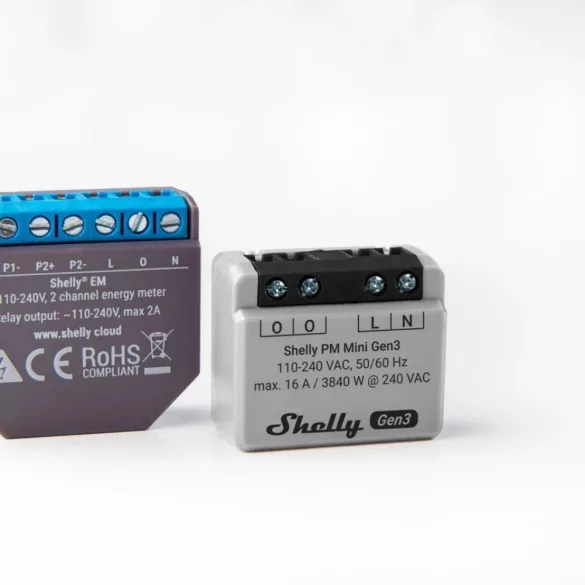 Shelly PM Mini Gen3 – egy áramkörös fogyasztásmérés, Wi-Fi, Bluetooth
