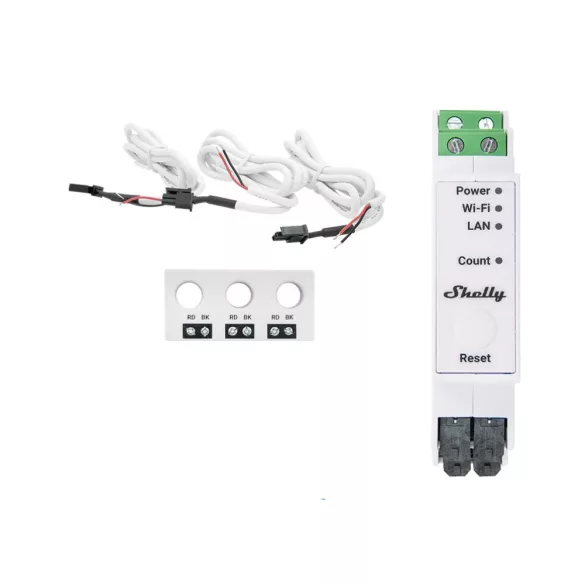 Shelly Pro 3EM 3CT63 – háromfázisú fogyasztásmérő, DIN, Wi-Fi, Bluetooth, Ethernet, Modbus