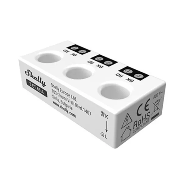 Shelly Pro 3EM 3CT63 – háromfázisú fogyasztásmérő, DIN, Wi-Fi, Bluetooth, Ethernet, Modbus