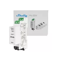   Shelly Pro 3EM 120A V2 – fogyasztásmérő, három fázisú, 3 x 120A áramváltóval, Wi-Fi, Ethernet, Matter (SPEM-003CEBEU)