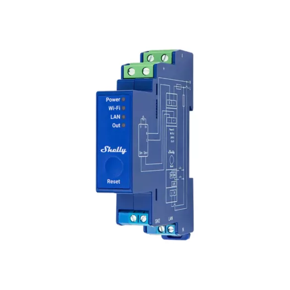 Shelly Pro Dimmer 0/1-10V PM – 0-10V / 1-10V relémodul, DIN, Wi-Fi, Bluetooth, Ethernet