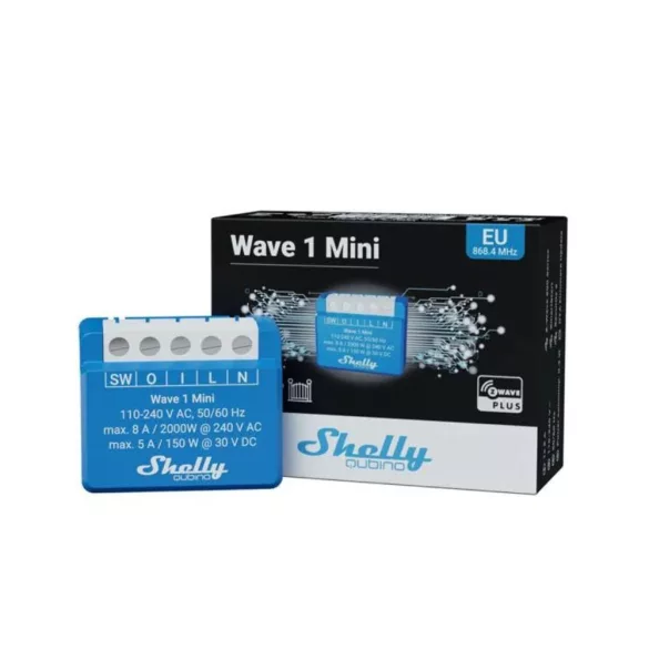Shelly Qubino Wave 1 MINI – egy áramkörös relé, Z-Wave