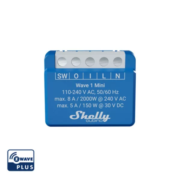 Shelly Qubino Wave 1 MINI – egy áramkörös relé, Z-Wave