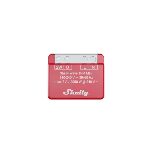 Shelly Qubino Wave 1PM MINI – egy áramkörös relé, fogyasztásmérés, Z-Wave EU Long Range