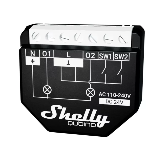 Shelly Qubino Wave 2PM – két áramkörös relé, fogyasztásmérés,  Z-Wave