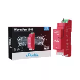 Shelly Qubino Wave Pro 1 PM – egy áramkörös relé, DIN, fogyasztásmérés, Z-Wave