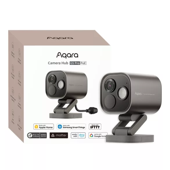 Aqara G5 Camera Hub Pro (PoE) – kültéri okos kamera, szürke, Bluetooth, Ethernet, Zigbee és Thread hub (CH-C03D)