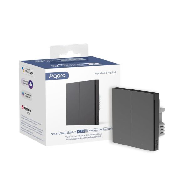 Aqara H1, 2 gombos Zigbee csillárkapcsoló (csak fázis), szürke