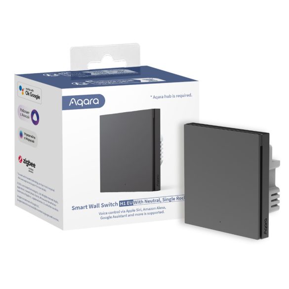 Aqara H1, 1 gombos Zigbee villanykapcsoló (fázis+nulla), szürke