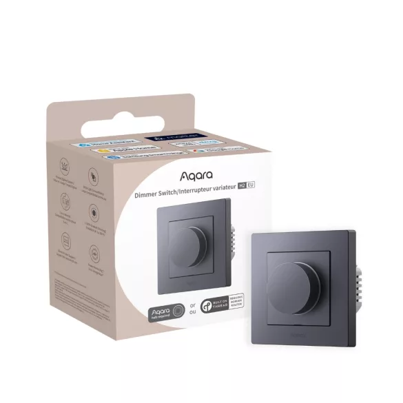 Aqara Dimmer Switch H2 EU – fényerőszabályzós villanykapcsoló, szürke, Bluetooth, Zigbee, Thread (KD-R01D-G)