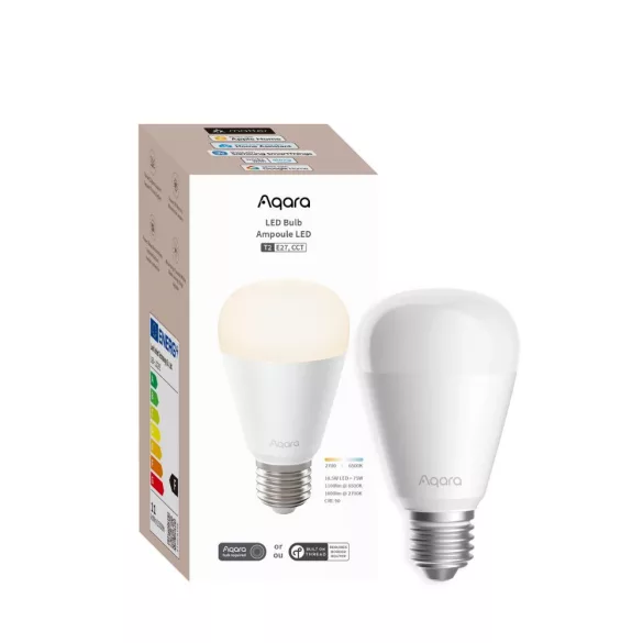 Aqara T2 E27 CCT – fehér fényű, állítható színhőmérsékletű, fényerőszabályozható, E27 LED izzó, Bluetooth, Thread, Zigbee (LB-L02E)